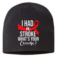 I Had A Stroke Stroke Survivor Red Awareness Ribbon Sustainable Beanie