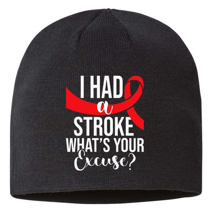 I Had A Stroke Stroke Survivor Red Awareness Ribbon Sustainable Beanie