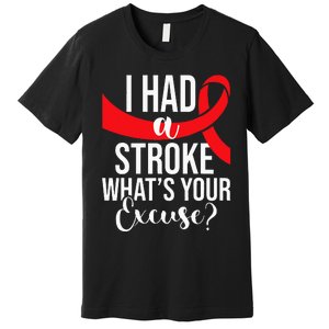 I Had A Stroke Stroke Survivor Red Awareness Ribbon Premium T-Shirt