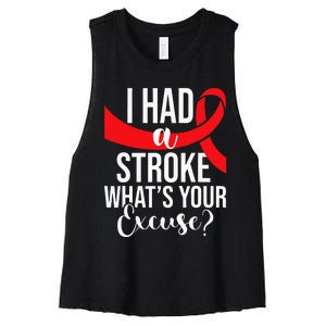 I Had A Stroke Stroke Survivor Red Awareness Ribbon Women's Racerback Cropped Tank