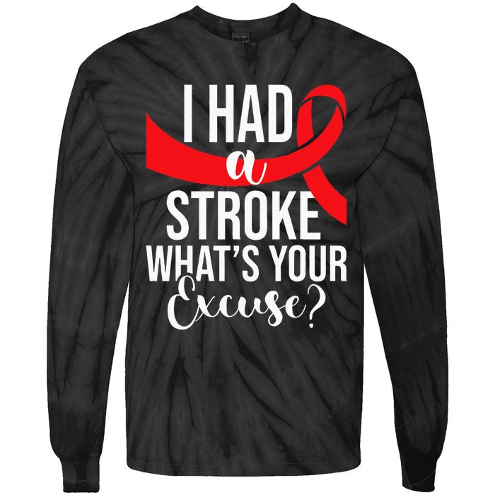 I Had A Stroke Stroke Survivor Red Awareness Ribbon Tie-Dye Long Sleeve Shirt