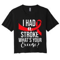 I Had A Stroke Stroke Survivor Red Awareness Ribbon Women's Crop Top Tee