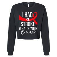 I Had A Stroke Stroke Survivor Red Awareness Ribbon Cropped Pullover Crew