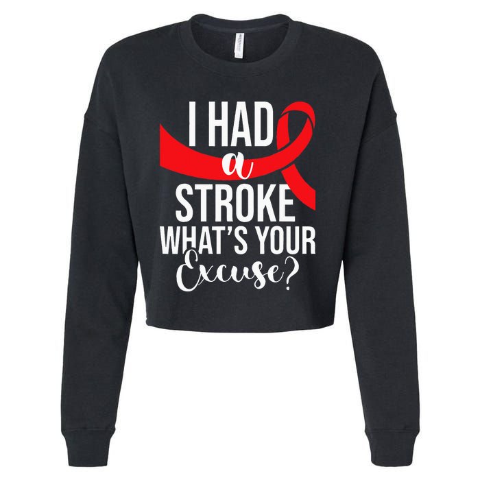 I Had A Stroke Stroke Survivor Red Awareness Ribbon Cropped Pullover Crew