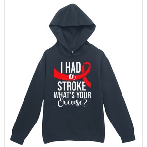 I Had A Stroke Stroke Survivor Red Awareness Ribbon Urban Pullover Hoodie