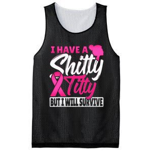 I Have A Shitty Titty But I Will Survive Breast Cancer Mesh Reversible Basketball Jersey Tank