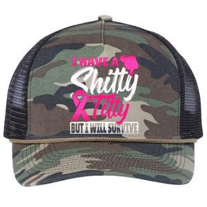 I Have A Shitty Titty But I Will Survive Breast Cancer Retro Rope Trucker Hat Cap