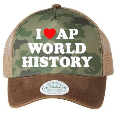 I Heart AP World History Red Heart Funny Retro Design Legacy Tie Dye Trucker Hat
