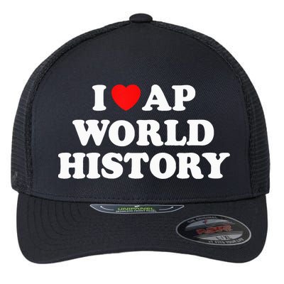 I Heart AP World History Red Heart Funny Retro Design Flexfit Unipanel Trucker Cap