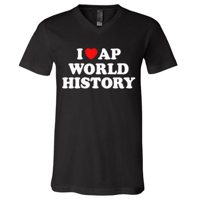 I Heart AP World History Red Heart Funny Retro Design V-Neck T-Shirt