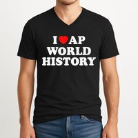 I Heart AP World History Red Heart Funny Retro Design V-Neck T-Shirt
