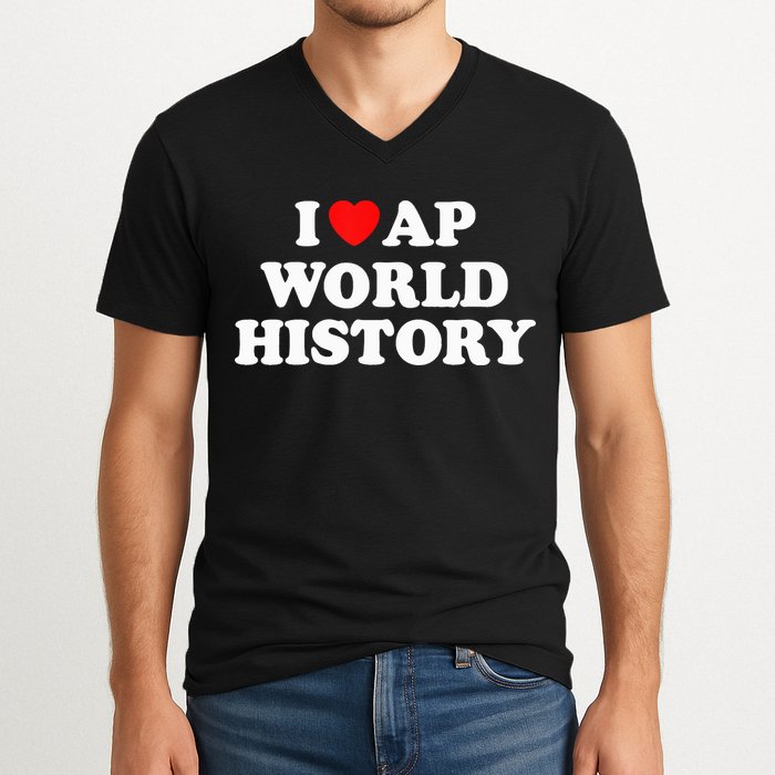 I Heart AP World History Red Heart Funny Retro Design V-Neck T-Shirt