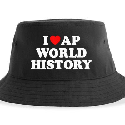 I Heart AP World History Red Heart Funny Retro Design Sustainable Bucket Hat