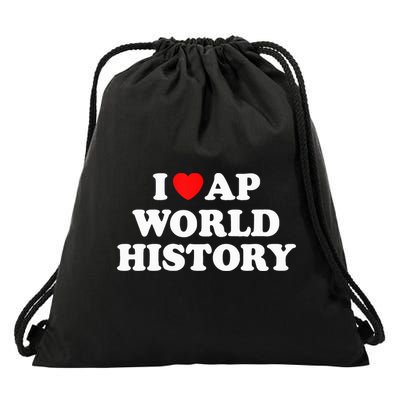 I Heart AP World History Red Heart Funny Retro Design Drawstring Bag