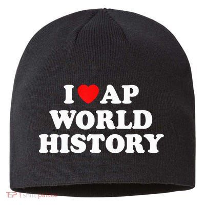 I Heart AP World History Red Heart Funny Retro Design Sustainable Beanie