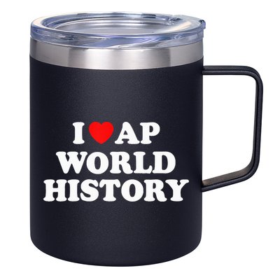 I Heart AP World History Red Heart Funny Retro Design 12oz Stainless Steel Coffee Mug
