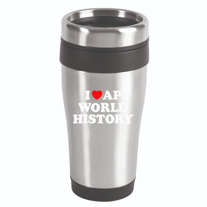 I Heart AP World History Red Heart Funny Retro Design 16oz Travel Tumbler