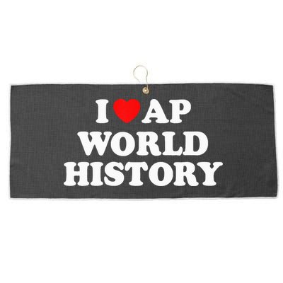 I Heart AP World History Red Heart Funny Retro Design Large Microfiber Waffle Golf Towel