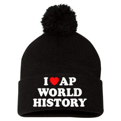 I Heart AP World History Red Heart Funny Retro Design Pom Pom 12in Knit Beanie