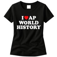 I Heart AP World History Red Heart Funny Retro Design Womens T-Shirt