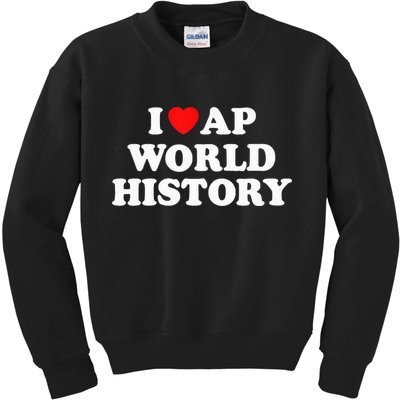 I Heart AP World History Red Heart Funny Retro Design Kids Sweatshirt