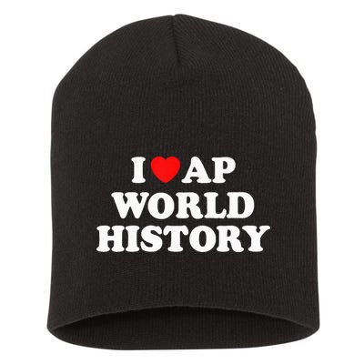 I Heart AP World History Red Heart Funny Retro Design Short Acrylic Beanie