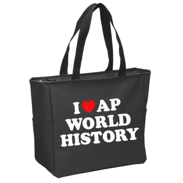 I Heart AP World History Red Heart Funny Retro Design Zip Tote Bag