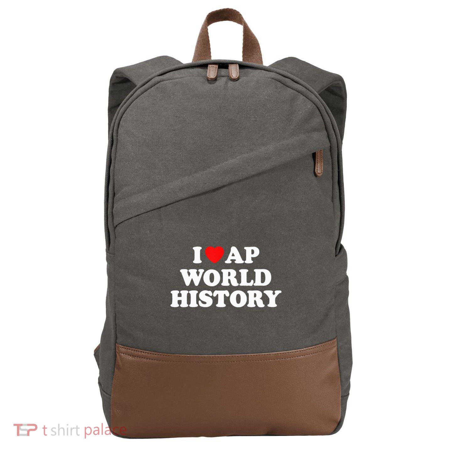 I Heart AP World History Red Heart Funny Retro Design Cotton Canvas Backpack