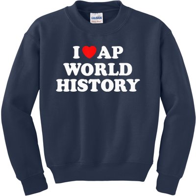 I Heart AP World History Red Heart Funny Retro Design Kids Sweatshirt