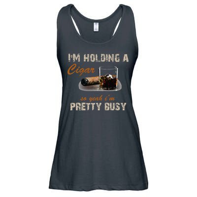 IM Holding A Cigar So Yeah IM Pretty Busy Cigar Ladies Essential Flowy Tank