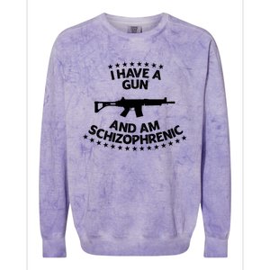 I Have A Gun And Am Schizophrenic Gun Lovers Colorblast Crewneck Sweatshirt