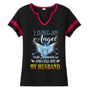 I Have An Angel In Heaven And I Call Him My Husband Memories Cool Gift Ladies Halftime Notch Neck Tee