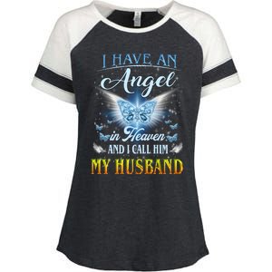 I Have An Angel In Heaven And I Call Him My Husband Memories Cool Gift Enza Ladies Jersey Colorblock Tee