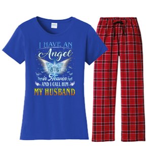 I Have An Angel In Heaven And I Call Him My Husband Memories Cool Gift Women's Flannel Pajama Set