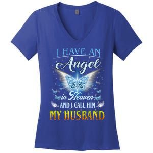 I Have An Angel In Heaven And I Call Him My Husband Memories Cool Gift Women's V-Neck T-Shirt