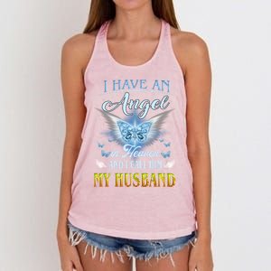 I Have An Angel In Heaven And I Call Him My Husband Memories Cool Gift Women's Knotted Racerback Tank