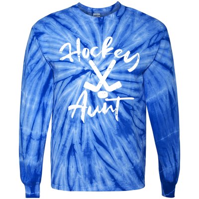 Ice Hockey Aunt Cute Mothers Day Aunty Auntie Nephew Great Gift Tie-Dye Long Sleeve Shirt