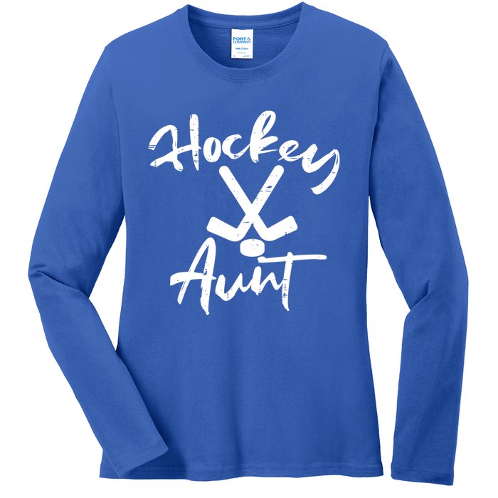 Ice Hockey Aunt Cute Mothers Day Aunty Auntie Nephew Great Gift Ladies Long Sleeve Shirt