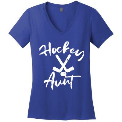 Ice Hockey Aunt Cute Mothers Day Aunty Auntie Nephew Great Gift Women's V-Neck T-Shirt