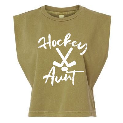 Ice Hockey Aunt Cute Mothers Day Aunty Auntie Nephew Great Gift Garment-Dyed Women's Muscle Tee