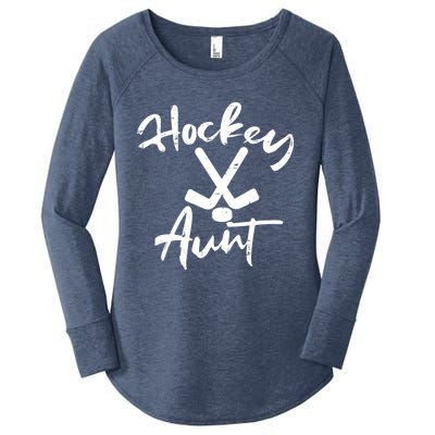 Ice Hockey Aunt Cute Mothers Day Aunty Auntie Nephew Great Gift Women's Perfect Tri Tunic Long Sleeve Shirt