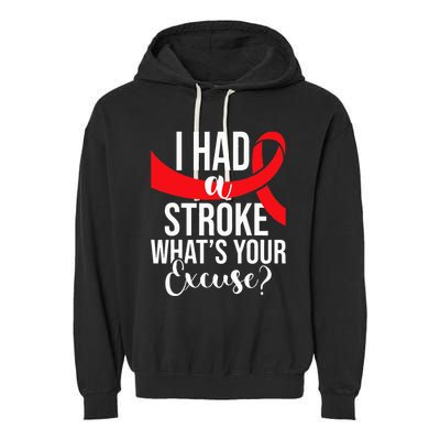 I Had A Stroke  Stroke Survivor Red Awareness Ribbon Garment-Dyed Fleece Hoodie