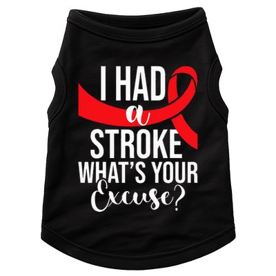 I Had A Stroke  Stroke Survivor Red Awareness Ribbon Doggie Tank