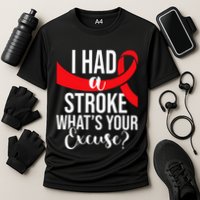 I Had A Stroke  Stroke Survivor Red Awareness Ribbon Performance Shirt