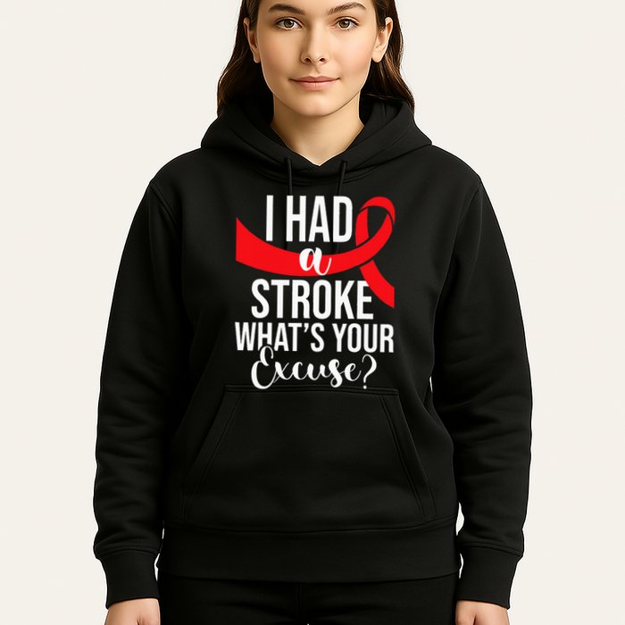 I Had A Stroke  Stroke Survivor Red Awareness Ribbon Hoodie