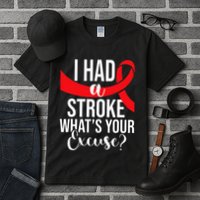 I Had A Stroke  Stroke Survivor Red Awareness Ribbon Tall T-Shirt