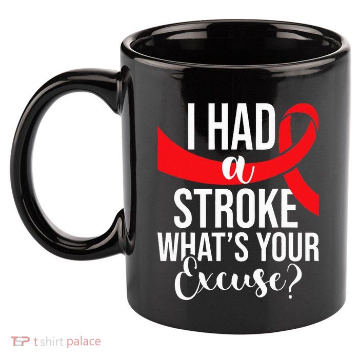 I Had A Stroke  Stroke Survivor Red Awareness Ribbon 11oz C Handle Ceramic Mug