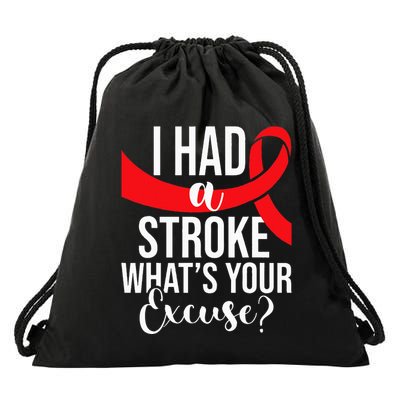I Had A Stroke  Stroke Survivor Red Awareness Ribbon Drawstring Bag