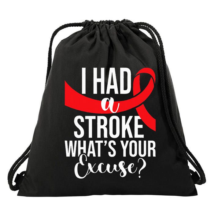 I Had A Stroke  Stroke Survivor Red Awareness Ribbon Drawstring Bag