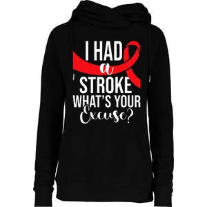 I Had A Stroke  Stroke Survivor Red Awareness Ribbon Womens Funnel Neck Pullover Hood